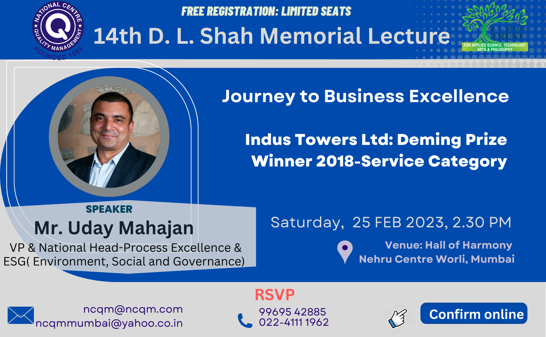 14th DL Shah Memorial Lecture 2023